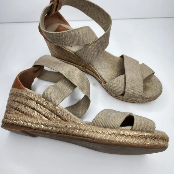 Tory Burch Adonis Mid-Wedge Sandal, Khaki Size 8.5 - Picture 3 of 8